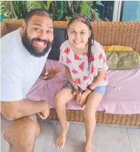  ?? ?? Former NRL star Sam Thaiday with Maddi, 23, who has had a liver transplant and is now on the waitlist for kidney transplant.