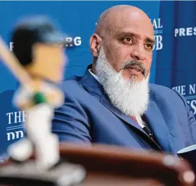  ?? Jose Luis Magana/Associated Press ?? Executive Director of the Major League Baseball Players Associatio­n Tony Clark speaks during a news conference.