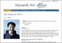  ??  ?? A view of Aisa Amittu’s profile on the Nunavik Art Alive website ↓