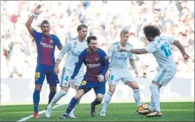  ?? FOTO: PEP MORATA ?? En la última visita al Santiago Bernabéu, el Barça se impuso por 0-3