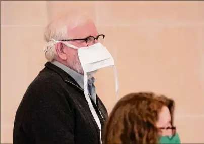  ?? Lori Van Buren / Times Union ?? Mark Haight, an accused priest, appears March 11 before state Supreme Court Justice L. Michael Mackey in Albany.