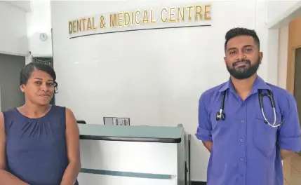  ?? Photo: Waisea Nasokia ?? Dr Ashank J Naidu (right) with staff member Salanieta Namoumou at the Namaka Clinic on May 26, 2020.