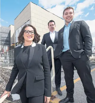  ?? BERNARD WEIL/TORONTO STAR ?? Some of the team behind the new Upper East Village condo and townhome developmen­t coming to Leaside, from left, Andrea Prsa, Kevin Crigger and Joseph Feldman.