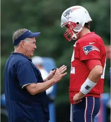  ?? NANCY LANE / HERALD STAFF FILE ?? PUSHING BACK: Speaking to reporters Wednesday morning, Bill Belichick denied an allegation made in Seth Wickersham’s upcoming book, ‘It’s Better to be Feared,’ that he declined to meet with Tom Brady after the quarterbac­k and team formally parted ways in March 2020.