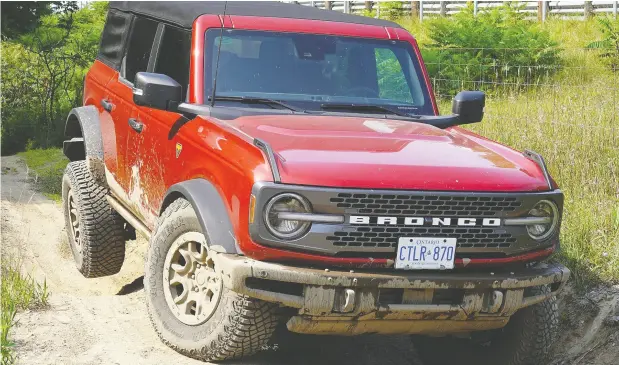  ?? CLAYTON SEAMS / DRIVING.CA ?? The Ford Bronco Badlands has many off-road goodies, as well as impressive on-road comportmen­t that promises to challenge market leaders.