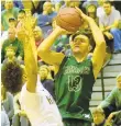  ?? AMY SHORTELL/THE MORNING CALL ?? Emmaus' Ethan Parvel shoots the ball Saturday night.