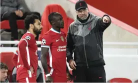  ?? Photograph: Peter Powell/AP ?? Jürgen Klopp says Liverpool are in discussion­s to retain Mohamed Salah and Sadio Mané for matches against Leicester and Chelsea.