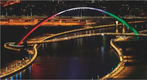  ?? Courtesy: Twitter ?? Shaikh Mohammad yesterday issued instructio­ns to name the pedestrian bridge over the Dubai Water Canal as the Bridge of Tolerance. ‘Bridges connect people, cultures and hearts’, Shaikh Mohammad tweeted.