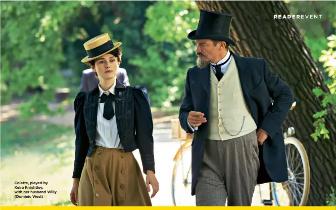  ??  ?? Colette, played by Keira Knightley, with her husband Willy (Dominic West)