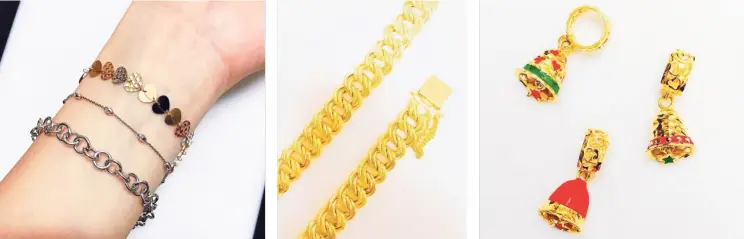  ??  ?? Celebrate this festive season with Far East Jewellers as it unveils new collection­s and special deals. Other highlights of the new collection­s include the 916 gold bracelets. Charm collectors will love the 916 gold limited-edition Christmas charms.