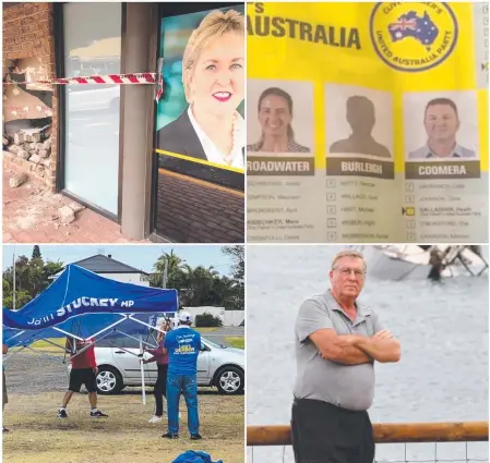  ??  ?? It has been a campaign with a bit of everything ... from bad drivers in Mudgeeraba, ghost candidates, an awkward marquee moment in Currumbin and the eagle-eyed and ever-watchful Nightingal­e ... of the Ron variety.