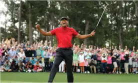  ??  ?? Tiger Woods’s victory at the Masters reverberat­ed way beyond sport after an extraordin­ary triumph. Photograph: Lucy Nicholson/Reuters