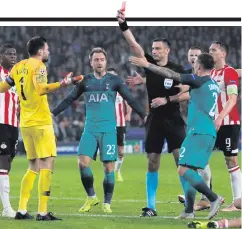  ??  ?? Off colour: Spurs goalkeeper Hugo Lloris is dismissed