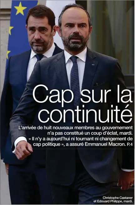  ?? Christophe Castaner et Edouard Philippe, mardi. ??