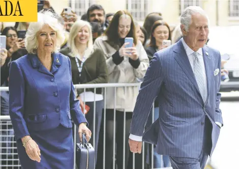  ?? HANNAH MCKAY/POOL/ REUTERS ?? Britain's Prince Charles and Camilla, Duchess of Cornwall, are planning to visit St. John's, N.L., Ottawa and Yellowknif­e on their tour this week.