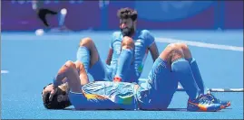  ?? REUTERS ?? The Indian men’s hockey team’s Rupinder Pal Singh reacts after losing their match 2-5 to world champions Belgium at the Oi Hockey Stadium in Tokyo on Tuesday.