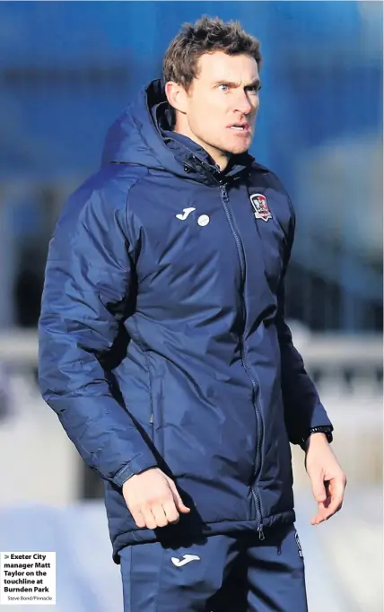  ?? Steve Bond/Pinnacle ?? Exeter City manager Matt Taylor on the touchline at Burnden Park