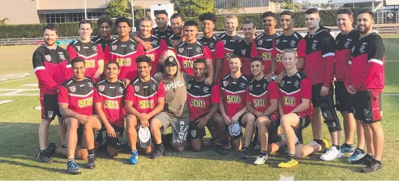  ??  ?? INSPIRATIO­NAL: Kaiya-gene Kerekere ( front row, fourth from left) with the Kirwan Bears at their training session in Brisbane his week.