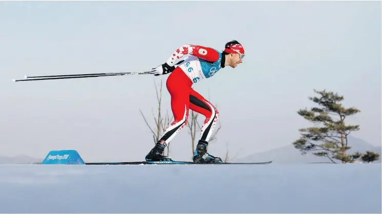  ?? ODD ANDERSEN / AFP / GETTY IMAGES ?? Canada’s Alex Harvey competes during the men’s 15km cross country freestyle at the Alpensia cross country ski centre Friday.