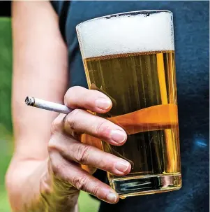  ?? ?? Cigarettes and alcohol are gateway drugs that can lead to illegal substances, a study by the University of Bristol claims