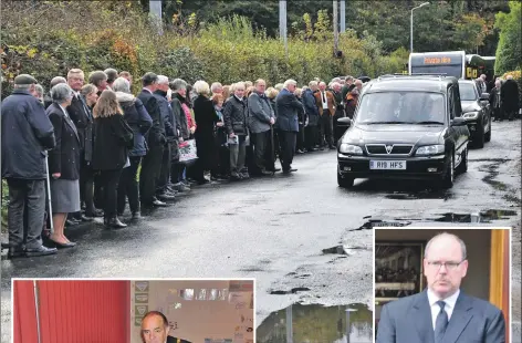  ?? 01_B43front01 ?? Mourners line the road to pay their respects as the hearse carrying Lady Jean leaves Brodick Church.