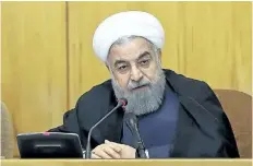  ?? THE ASSOCIATED PRESS ?? Iranian President Hassan Rouhani speaks during a cabinet meeting in Tehran, Iran, Wednesday. Iran’s president said Wednesday that his country will stand up to the United States and reciprocat­e for any new sanctions that America imposes on the Islamic...