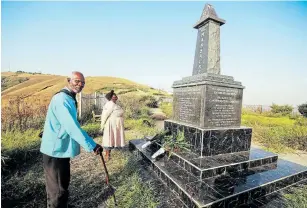  ?? Picture: LULAMILE FENI ?? SITE OF SORROW: Mkhalazo Ventes, 70, and Lisiwe Vukile , 77, of Ngquza village near Flagstaff were young children during the 1960 Pondo Revolt. In June 6 1960, at Ingquza Hill, apartheid police fired on hundreds of AmaMpondo men, killing 11 and injuring 58.