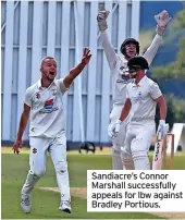  ??  ?? Sandiacre’s Connor Marshall successful­ly appeals for lbw against Bradley Portious.