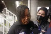  ?? GERALD HERBERT — THE ASSOCIATED PRESS ?? Dawn Saddler, sister of missing crewmember Gregory Walcott, talks to reporters as she leaves a briefing for family members by Coast Guard and NTSB officials in Port Fouchon, La., on Friday.