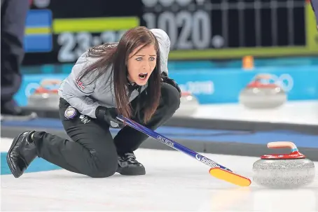  ?? Picture: Getty. ?? Eve Muirhead in action during the women’s round-robin session one yesterday.