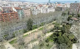  ?? /Reuters ?? Not-sogreen space: A drone view shows dry trees at Parc de la Ciutadella in Barcelona.