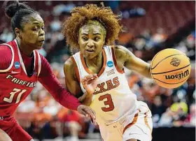  ?? Eric Gay/Associated Press ?? Cypress Creek product Rori Harmon will lead No. 3 Texas after establishi­ng herself as one of the nation’s best two-way players last season as a freshman.