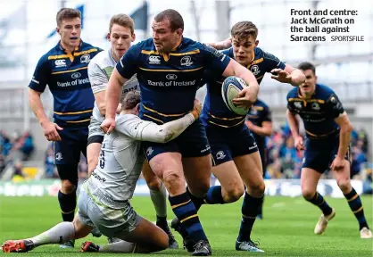  ?? SPORTSFILE ?? Front and centre: Jack McGrath on the ball against Saracens