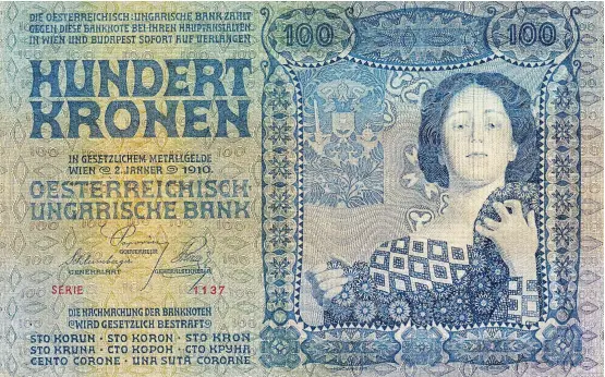  ??  ?? In Metallgeld tauschbare Banknote. Die Oesterreic­hisch-Ungarische Notenbank der k. u. k. Monarchie wurde 1877 geschaffen.