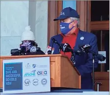  ?? Hearst Connecticu­t Media file photo ?? Connecticu­t Education Associatio­n President Jeff Leake at a news conference outside the state Capitol in December.