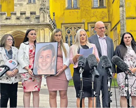  ?? ?? Celia Marsh’s family outside Avon Coroner’s Court after the inquest into her death