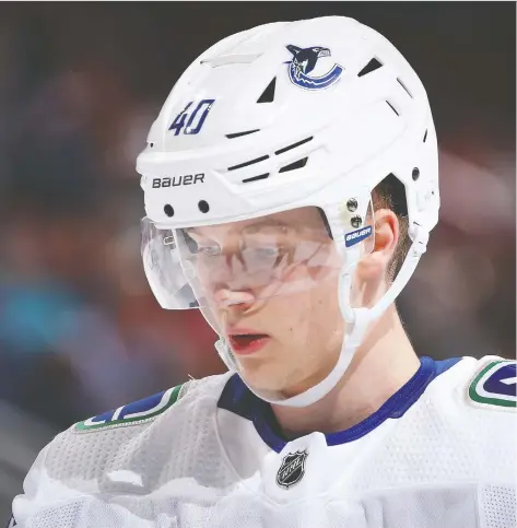  ?? CHRISTIAN PETERSEN/GETTY IMAGES ?? Elias Pettersson, a star in the making who currently is tied for 10th in the league in scoring with two guys named Crosby and Ovechkin, says being matched up against the NHL’s best players only serves to bring out the best in him.
