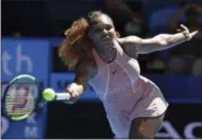  ?? TREVOR COLLENS - THE ASSOCIATED PRESS ?? Serena Williams of the United States plays a shot during her match against Maria Sakkari of Greece at the Hopman Cup in Perth, Australia, Monday, Dec. 31, 2018.