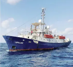  ?? Ansa ?? BloccataLa nave della Ong tedesca Lifeline ha salvato 224 migranti al largo delle coste libiche