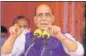  ?? DEEPAK GUPTA/HT PHOTO ?? Defence minister Rajnath Singh at the foundation stone laying ceremony of Smart city projects in Lucknow on Tuesday.
