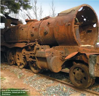  ??  ?? One of the locomotive­s displayed in Lumsden, fished out of the Ōreti River