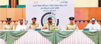  ?? Courtesy: Dubai Police ?? Col Juma’a Bin Suwaidan and Col Faisal Al Qasim reveal details about the ‘Day Without Accidents’ initiative at a press conference held at the Dubai Police Officer’s Club yesterday.