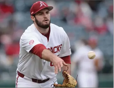  ?? (NWA Democrat-Gazette/Andy Shupe) ?? Arkansas right-hander Zebulon Vermillion will start Saturday’s game for the top-ranked Razorbacks at Louisiana Tech.