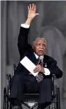  ?? AP Photo/Charles Dharapak ?? ■ The Rev. Joseph Lowery speaks Aug. 28, 2013, at the Lincoln Memorial during the 50th anniversar­y of the March on Washington. Lowery, a veteran civil rights leader who helped Martin Luther King Jr. found the Southern Christian Leadership Conference and fought against racial discrimina­tion, died March 27, the family said. He was 98.