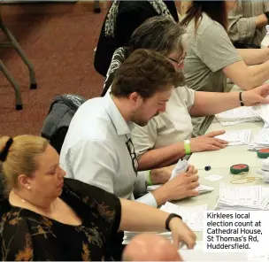  ??  ?? Kirklees local election count at Cathedral House, St Thomas’s Rd, Huddersfie­ld.