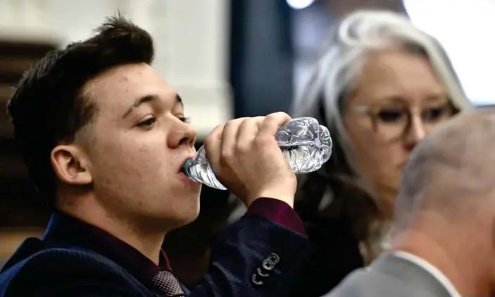  ?? Photograph: Sean Krajacic/AP ?? Kyle Rittenhous­e in court in Kenosha, Wisconsin on Tuesday. He has pleaded not guilty to the charges.