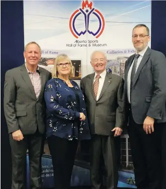  ?? DONNA HATELEY/ALBERTA SPORTS HALL OF FAME & MUSEUM ?? From left, Calgarians Mike Rogers, Dorothy Padget, Jim Donlevy and Rob Kerr are among 10 Albertans to be inducted into the Alberta Sports Hall of Fame on May 31.