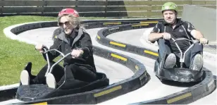  ?? PHOTO: DAISY HUDSON ?? Showdown . . . Targa Rally’s Victoria Main and Peter Martin lead the pack on the luge track.