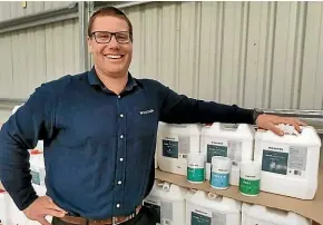  ??  ?? Former Chiefs and Taranaki rugby player Mitchell Graham has found a career after rugby with his new business distributi­ng disinfecta­nt and hand sanitiser.