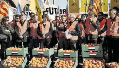  ??  ?? Manifestac­ión convocada por Fepac en Castelló para protestar contra la importació­n de naranjas. ((
MEDITERRÁN­EO